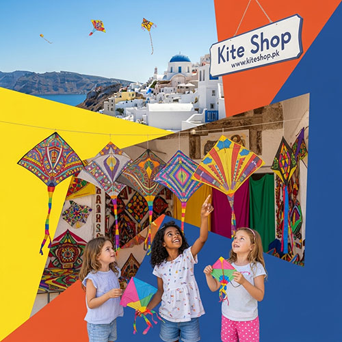 Kite flying in Santorini