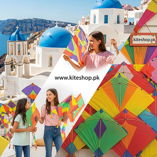 Kite flying in Santorini