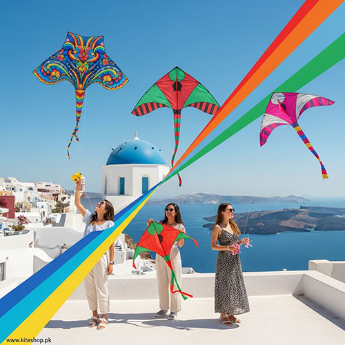 Kite flying in Santorini