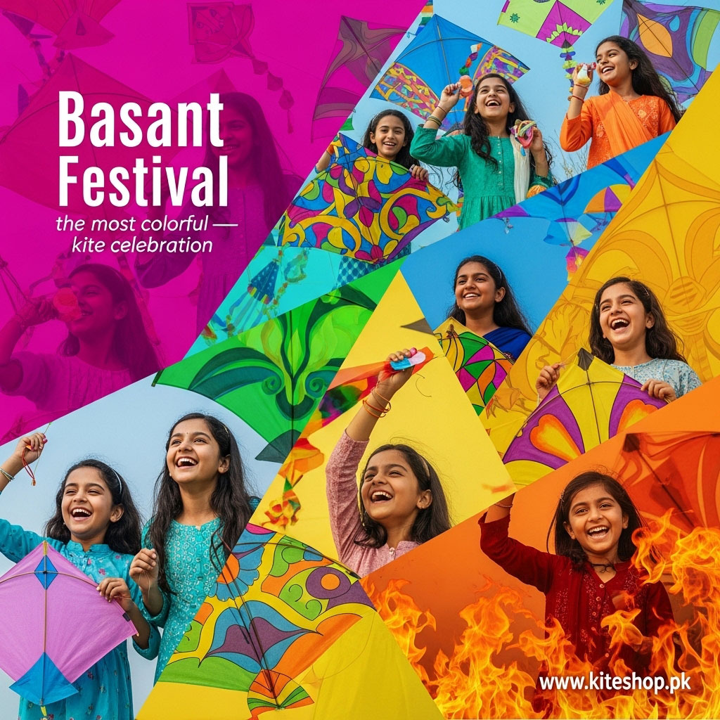 Basant kite festival colorful kites in the sky