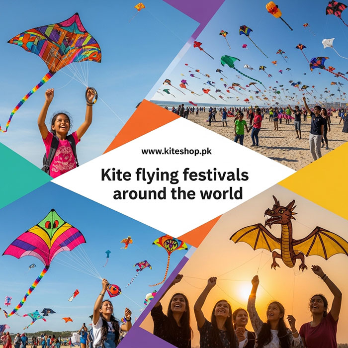 Kite festival sky with colorful kites