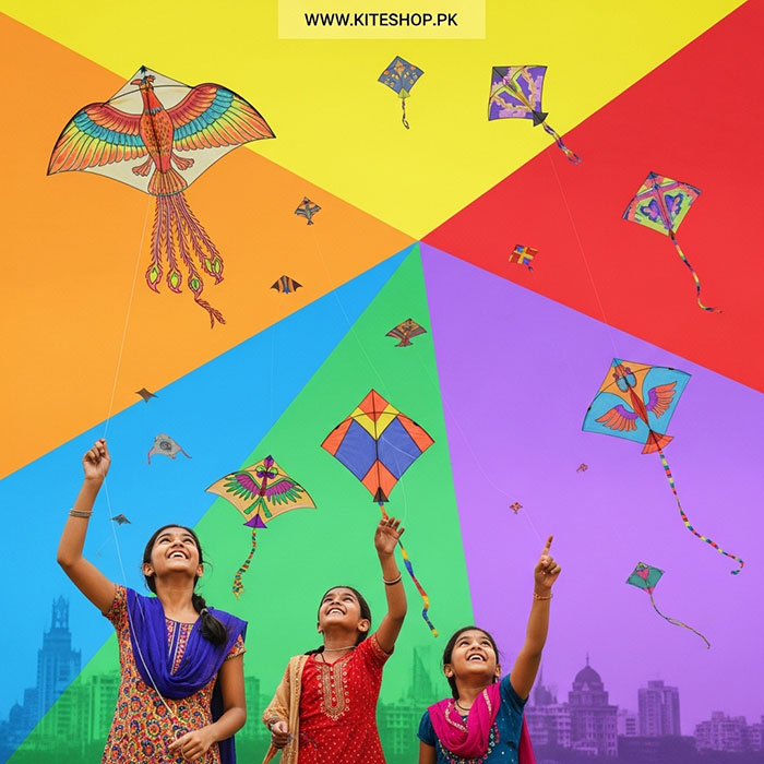 Basant kite festival colorful kites in the sky