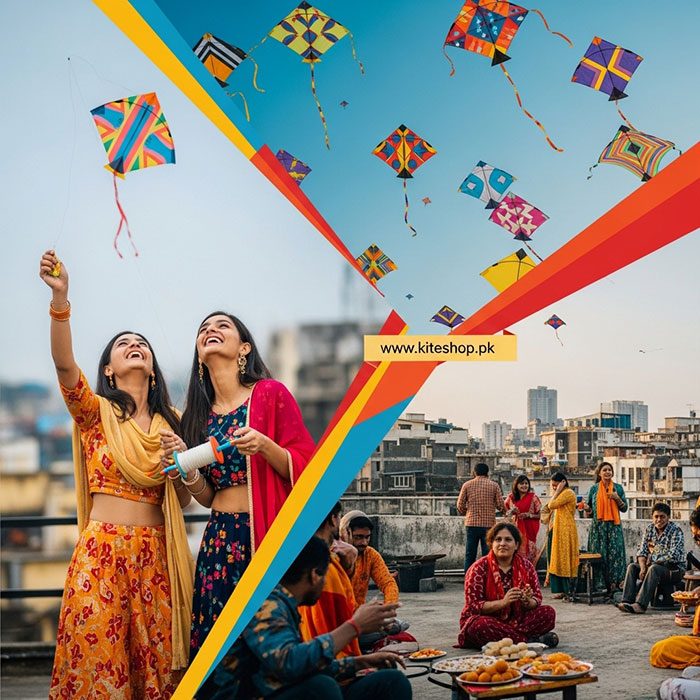 Basant kite festival colorful kites in the sky