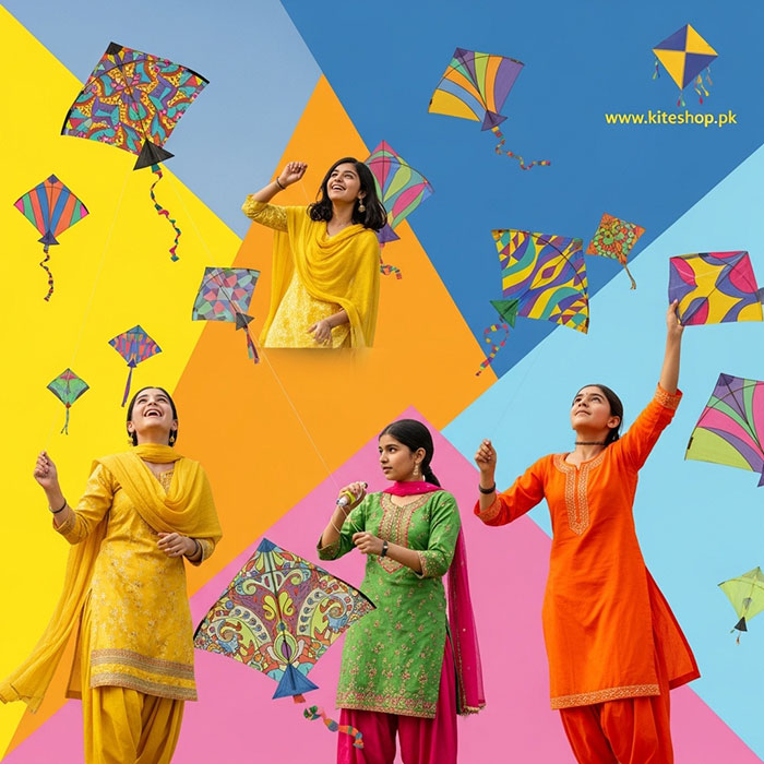 Basant kite festival colorful kites in the sky