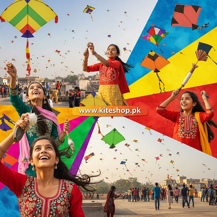 Basant kite festival colorful kites in the sky